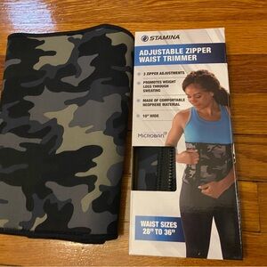Stamina Womens Black Camo Adjustable Zipper Waist Trimmer Fits Waist 28-36" NEW
